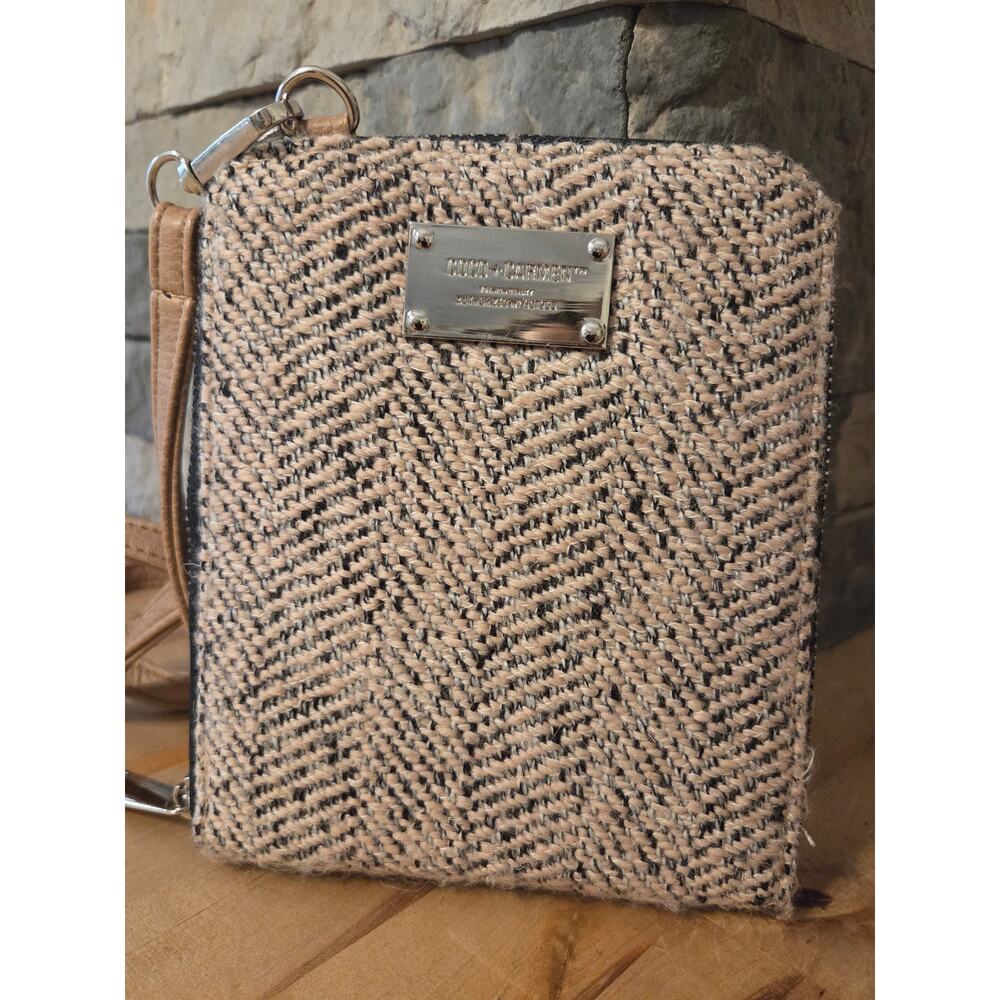 Coco & Carmen Herringbone Tweed Mini Crossbody Wallet Purse